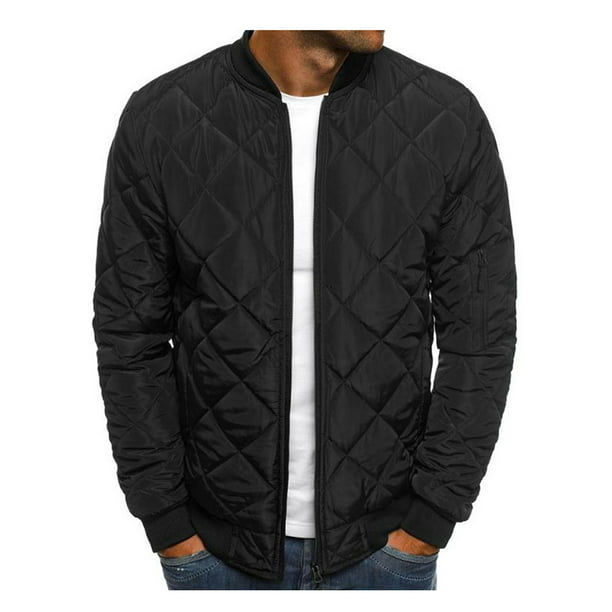 Wantdo Mens Quilted Bomber Jacket Warm Padded Outdoor Diamond Puffer Coat 